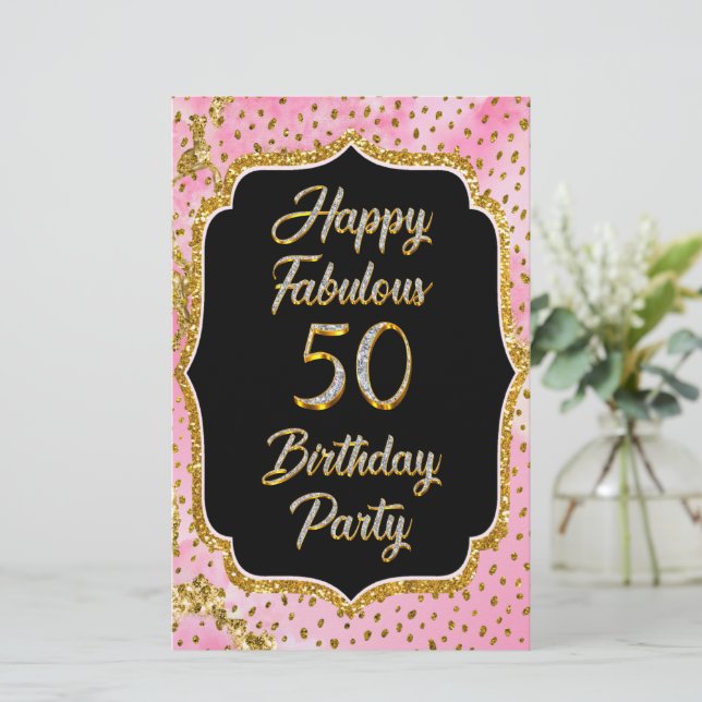 Papeterie Joyeux Fabuleux 50e anniversaire Invitation Party (Debout devant)