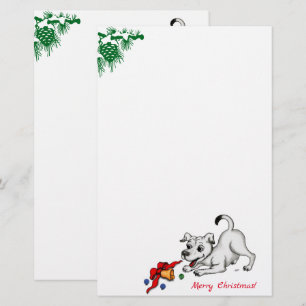 Papeterie Joyeux Noël ! Chiot avec Bell et Ball