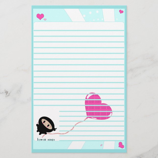 Papeterie Kawaii Ninja Heart Balloon Stationery (Devant)