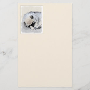 Papeterie Keeshond Sleeping Puppy Peinture Chien Art origina