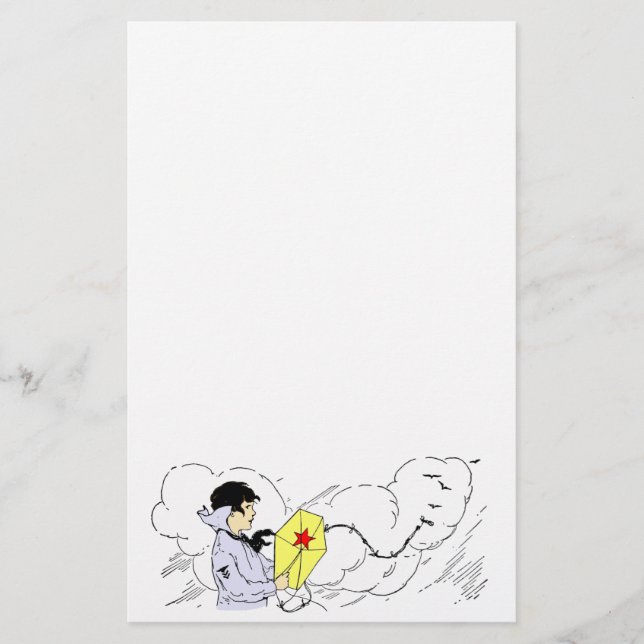 Papeterie Kite Flying on a Windy Day Stationery (Devant)