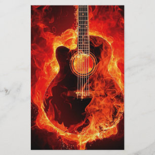 Papeterie La guitare brûlante, orange flambe le groupe de