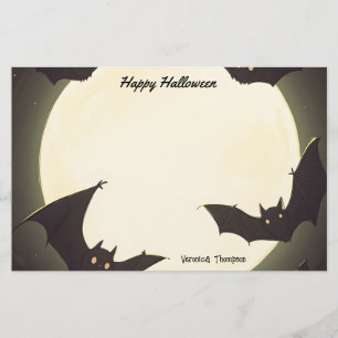 Papeterie La Lune et les chauves-souris heureux Halloween