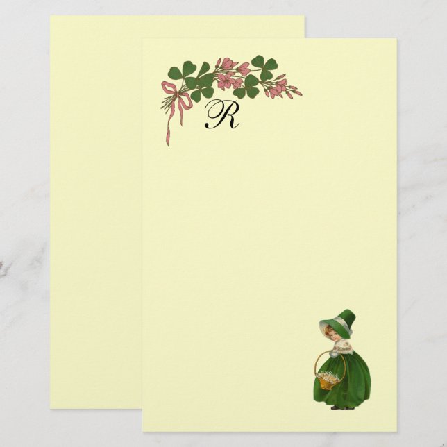 PAPETERIE LA SAINT-PATRICK,MONOGRAMME FILLE IRLANDAISE ET TR (Devant / Derrière)