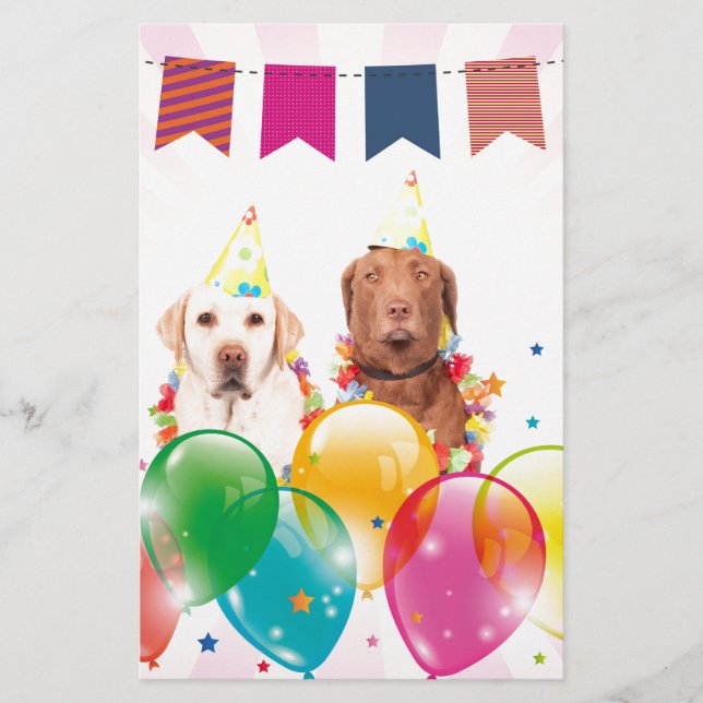 Papeterie Labrador Retriever Dog Balloons Anniversaire (Devant)