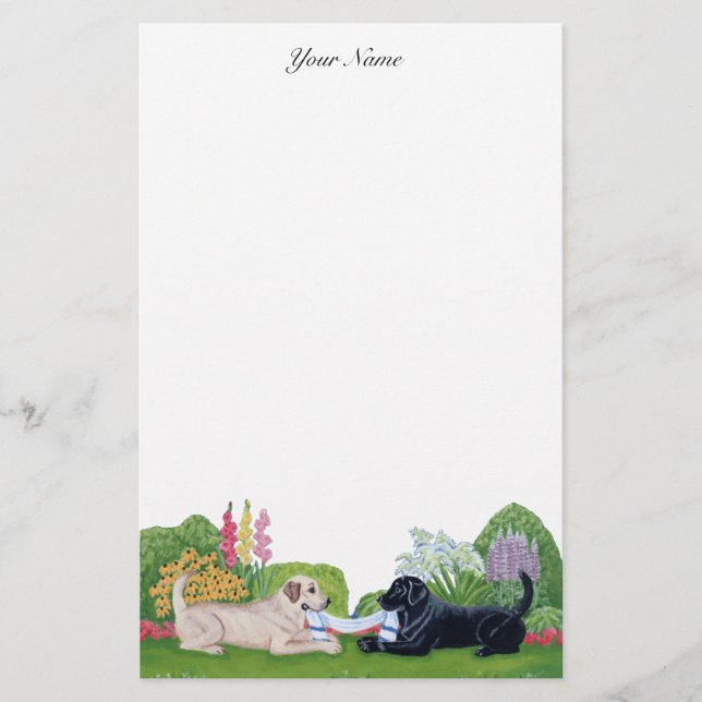 Papeterie Labradors dans la peinture de jardin (Devant)