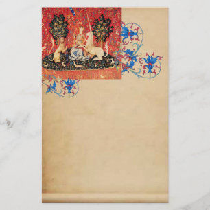 Papeterie LADY, UNICORN, Lion, Animaux Antique Parchemin Flo