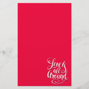 Papeterie L'Amour Est Tout Autour Du Script Lettrant Rose