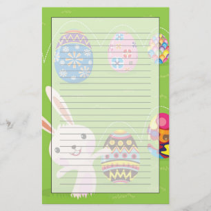 Papeterie Lapin de Pâques espiègle avec les oeufs peints