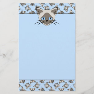 Papeterie Le chat observé par bleu siamois fait face au