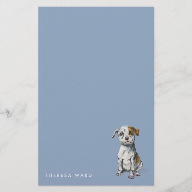 Papeterie Le chiot mignon de pitbull dessinant | ajoutent (Devant)