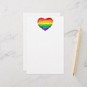 Papeterie Le cœur arc-en-ciel de SlipperyJoe griffonné tourb