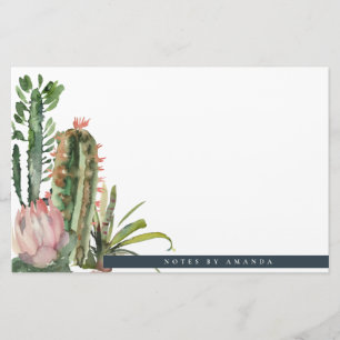 PAPETERIE LE DÉSERT FLORAL BOHO PINK CACTI FOLIT LA COULEUR