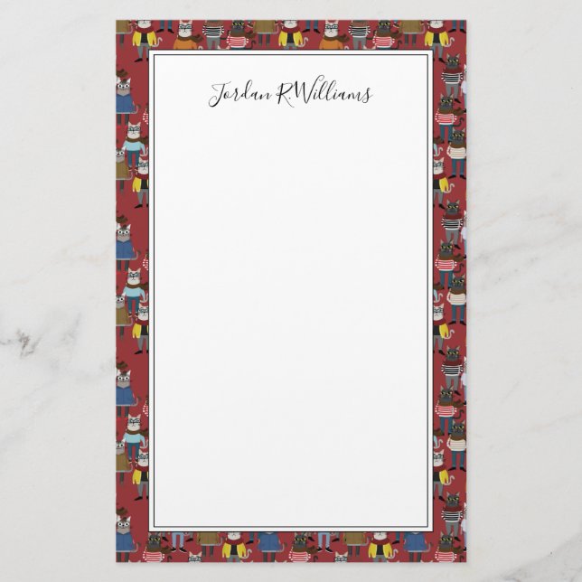 Papeterie Le motif frais | de chat de hippie ajoutent votre (Devant)