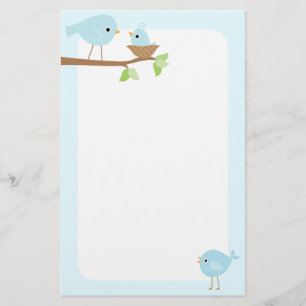 Papeterie Le nid d'oiseau de bébé (bleu)