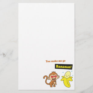 Papeterie Le singe devient fou pour les bananes, humour d'am