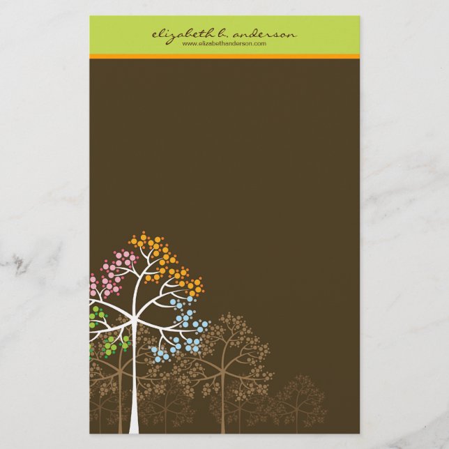 Papeterie Les arbres de quatre saisons sur papier à lettres  (Devant)