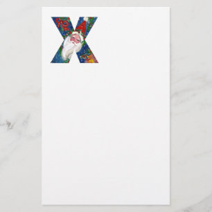 PAPETERIE LETTRE CHRISTMAS X / SANTA CLAUS AVEC RIBBON ROUGE