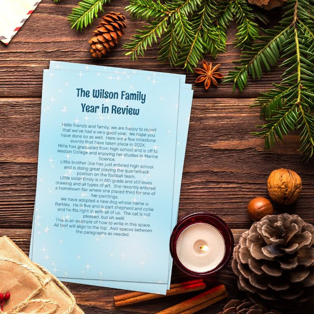 Papeterie Lettre de Noël Modèle Blue Twinkling Stars (Créateur téléchargé)