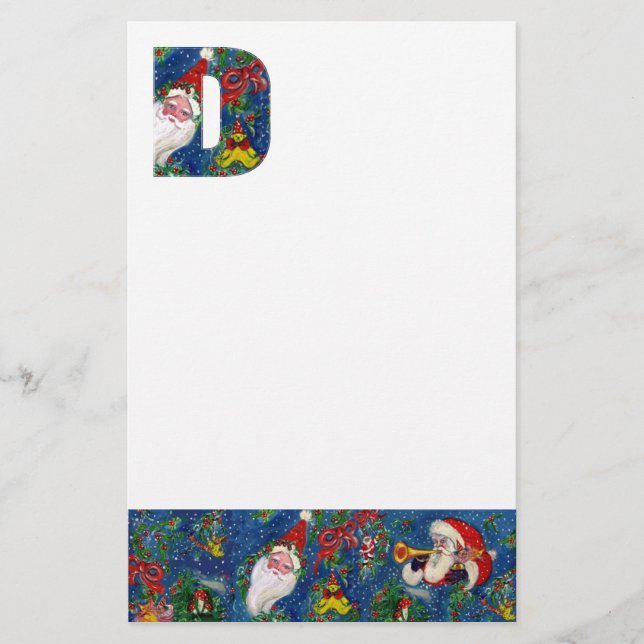 PAPETERIE LETTRE DE NOËL / SANTA CLAUS AVEC RIBBON ROUGE (Devant)