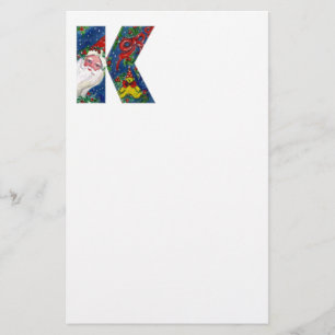 PAPETERIE LETTRE K DE NOËL / SANTA CLAUS AVEC RIBBON ROUGE