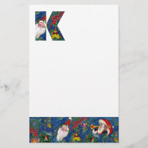PAPETERIE LETTRE K DE NOËL / SANTA CLAUS AVEC RIBBON ROUGE