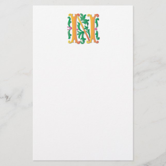 Papeterie Lettre N Monogramme Fleur de lis (Devant)