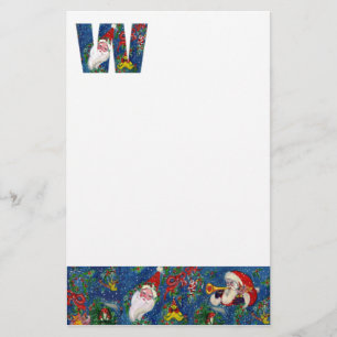 PAPETERIE LETTRE NOËL W / SANTA CLAUS AVEC RIBBON ROUGE