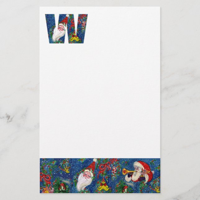 PAPETERIE LETTRE NOËL W / SANTA CLAUS AVEC RIBBON ROUGE (Devant)