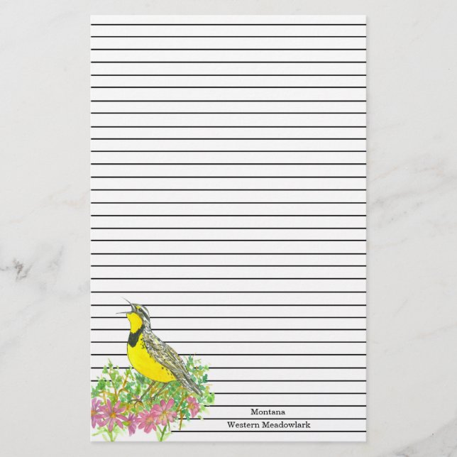 Papeterie Lettre occidentale Meadowlark personnalisée Écritu (Devant)
