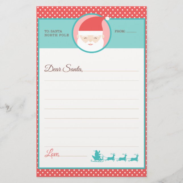 Papeterie Lettre Polka point mignonne à Père Noël (Devant)