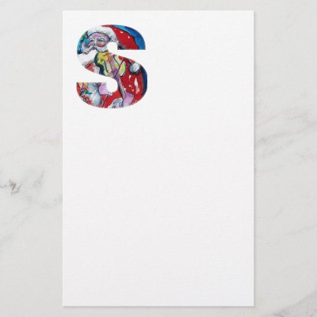 PAPETERIE LETTRE XMAS /SANTA CLAUS AVEC MONOGRAM VIOLIN (Devant)