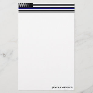 Papeterie Ligne bleue mince - Drapeau américain personnalis