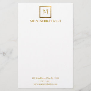 Papeterie Logo de monogramme d'affaires élégant carré or