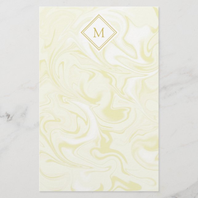 Papeterie L'or et le Marbre blanc avec le Monogramme Diamant (Devant)