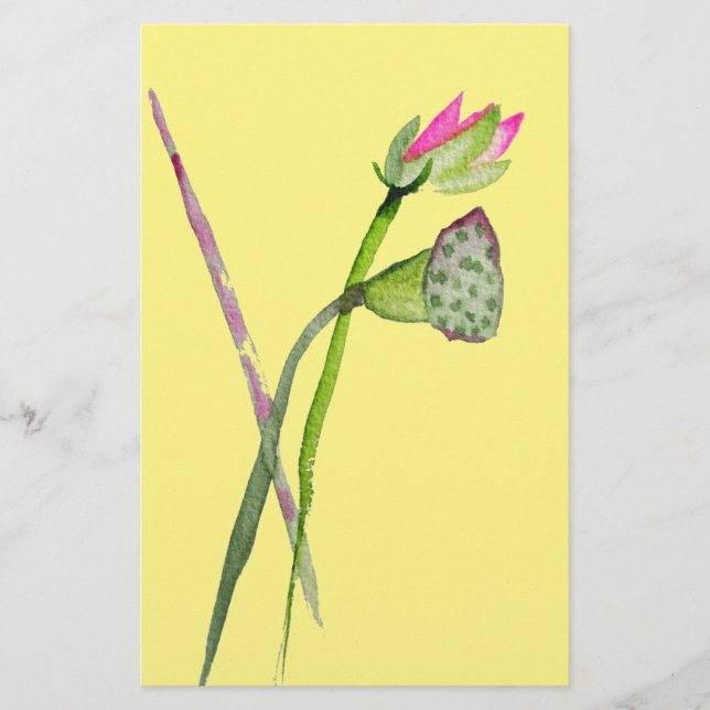 Papeterie Lotus rose Fleur Zen Art bouddhiste (Devant)