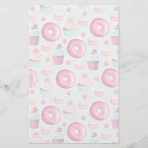 Papeterie Macarons De Donuts Et Motif De Cupcake