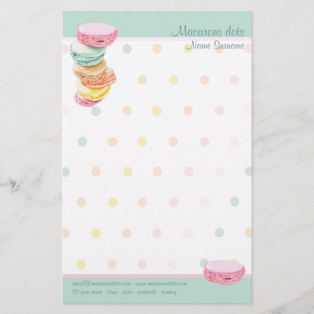 Papeterie Macarons dots Papier à lettres (Devant)