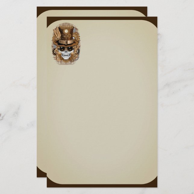 Papeterie Machine rétro Voodoo à vapeur crâne (Devant / Derrière)