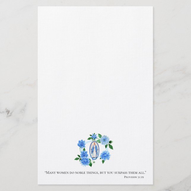 Papeterie Madame florale du dahlia bleu | de Vierge Marie (Devant)