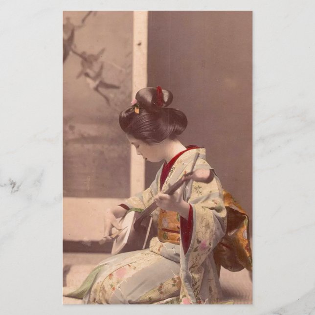 Papeterie Madame japonaise Geisha Asian Vintage Art (Devant)
