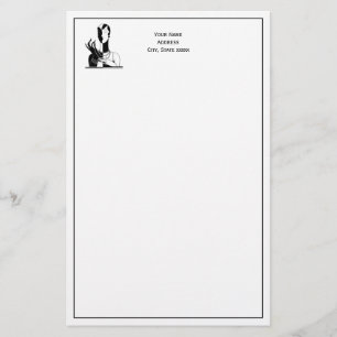 Papeterie Madame vintage With Pearls Blk White d'art déco