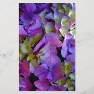 Papeterie Magenta Purple bleu jaune Hydrangeas fleurs