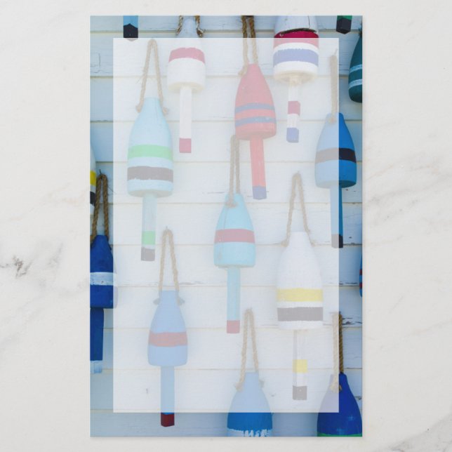 Papeterie Maine, Stonington, bouées décoratives de homards (Devant)