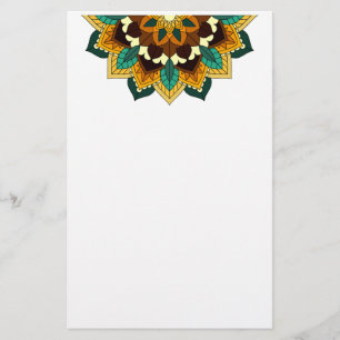 Papeterie Mandala Motif 2002 en jaune et bronzette