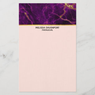 Papeterie Marbre Abstrait moderne violet et or