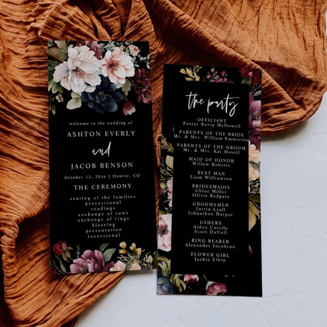 Papeterie Mariage foncée Programmes de mariage flo (Créateur téléchargé)