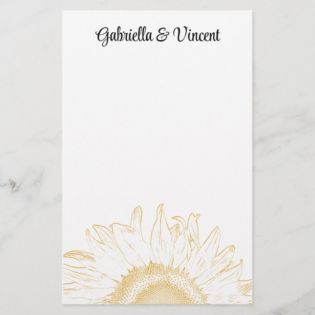 Papeterie Mariage graphique de tournesol jaune (Devant)