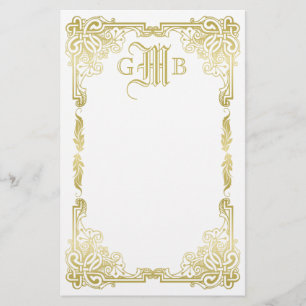 Papeterie Mariage Monogramme classique Gold Cadre traditionn