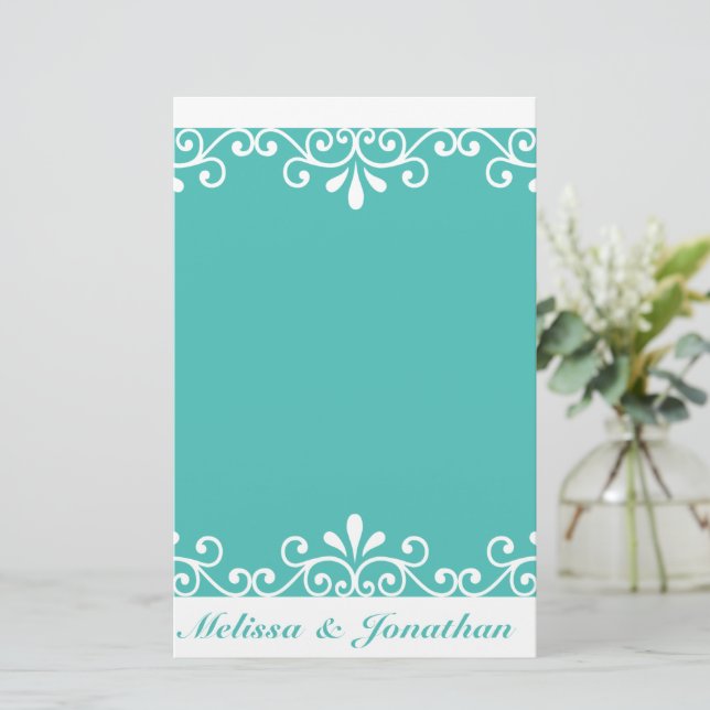Papeterie Mariage Turquoise Élégant Mariage  (Debout devant)
